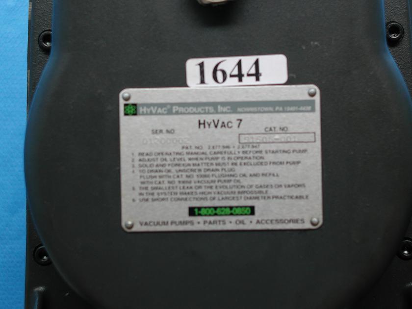 1644: Hyvac 7, Pump, Hyvac Products