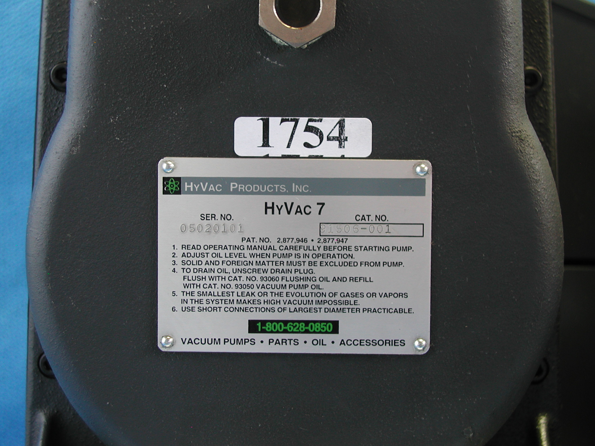 1754: Hyvac 7 Vacuum Pump, Pump, Boekel Scientific