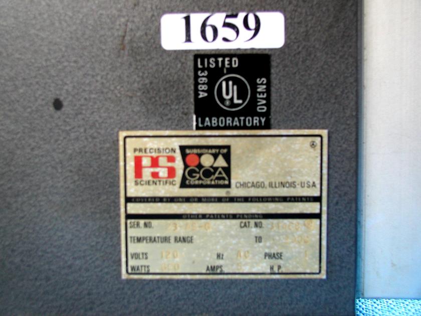 1659: Precision Thelco Vacuum Oven, Incubator / Oven, Precision Scientific