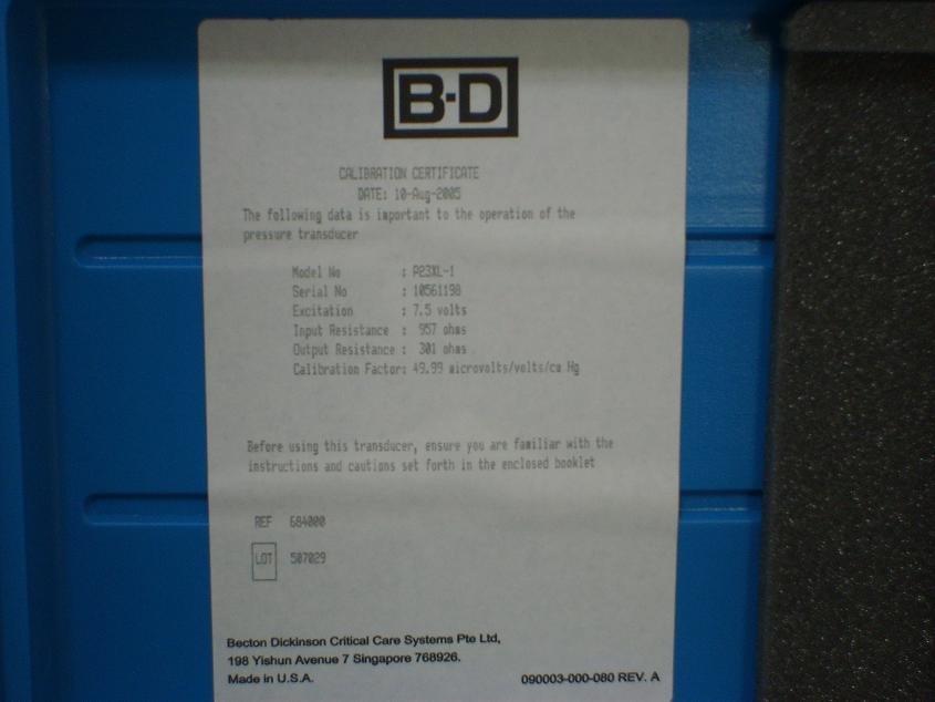 1040: Becton - Dickinson Transducer and Interface, Electronic Tester / Analyzer, Becton  Dickinson