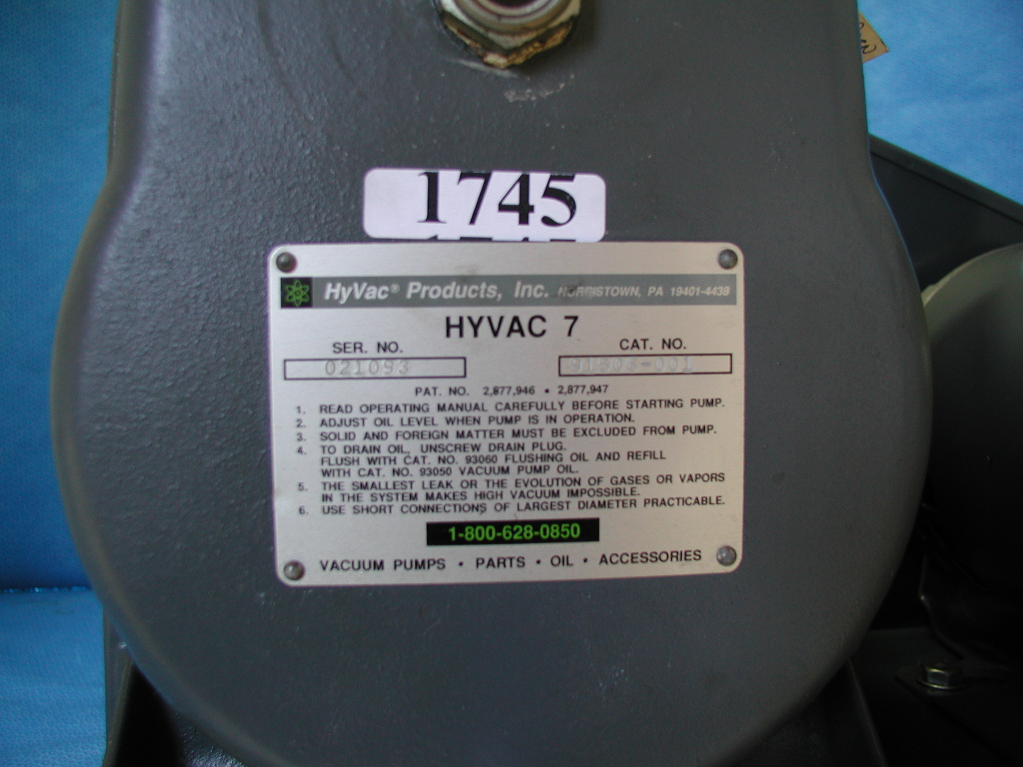 1745: Hyvac 7 Vacuum Pump, Pump, Boekel Scientific