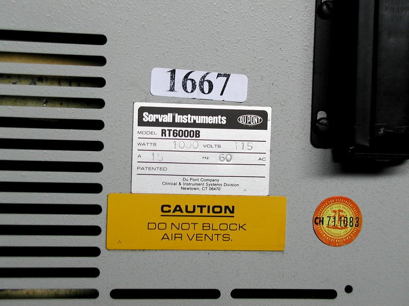 1667: Sorvall RT6000B Refrigerated Centrifuge, Centrifuge, Sorvall