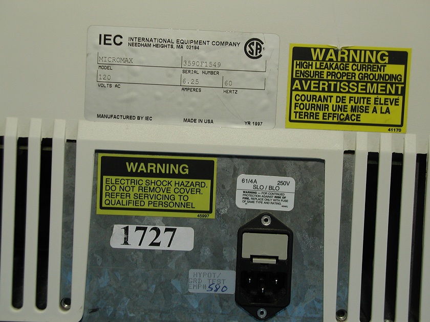 1727: IEC MicroMax Centrifuge, Centrifuge, IEC