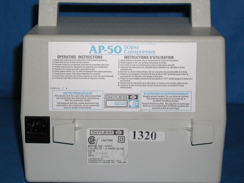 1320: Devilbiss AP - 50 Compressor, Pump, DeVilbiss Healthcare