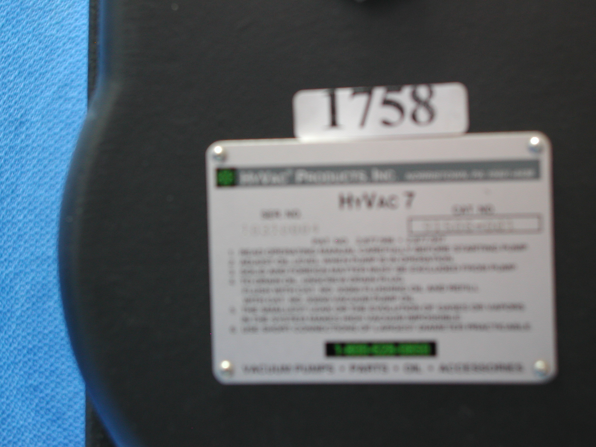 1758: Hyvac 7 Vacuum Pump, Pump, Boekel Scientific