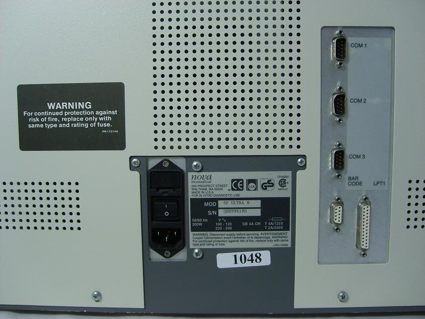 1048: Nova SP Ultra H Blood Analyzer, Blood Gas / Chemistry Analyzer, Nova Biomedical