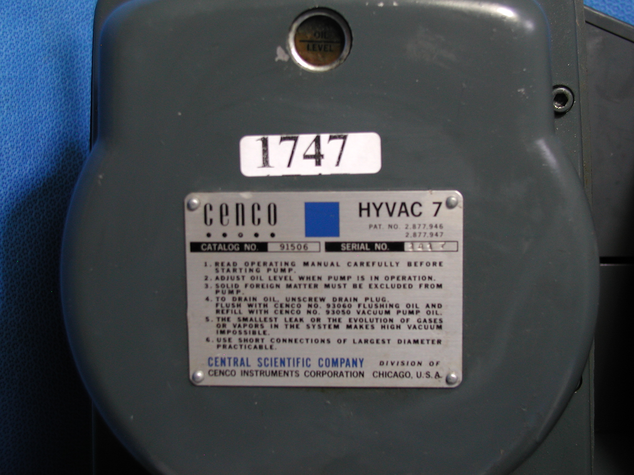 1747: Hyvac 7 Vacuum Pump, Pump, Boekel Scientific