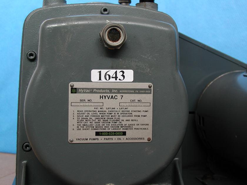 1643: Hyvac 7, Pump, Hyvac Products