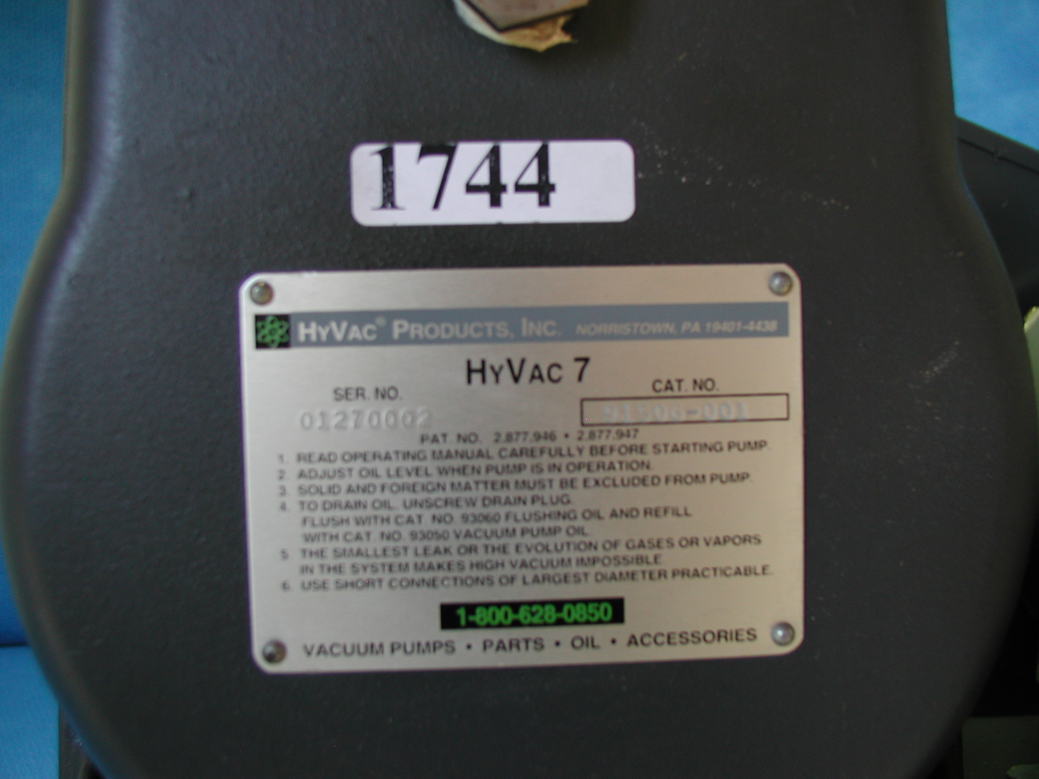 1744: Hyvac 7 Vacuum Pump, Pump, Boekel Scientific