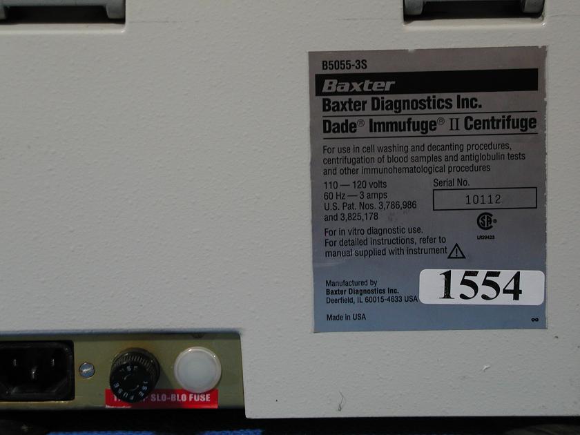 1554: Baxter Immufuge II Centrifuge, Centrifuge, Baxter Healthcare