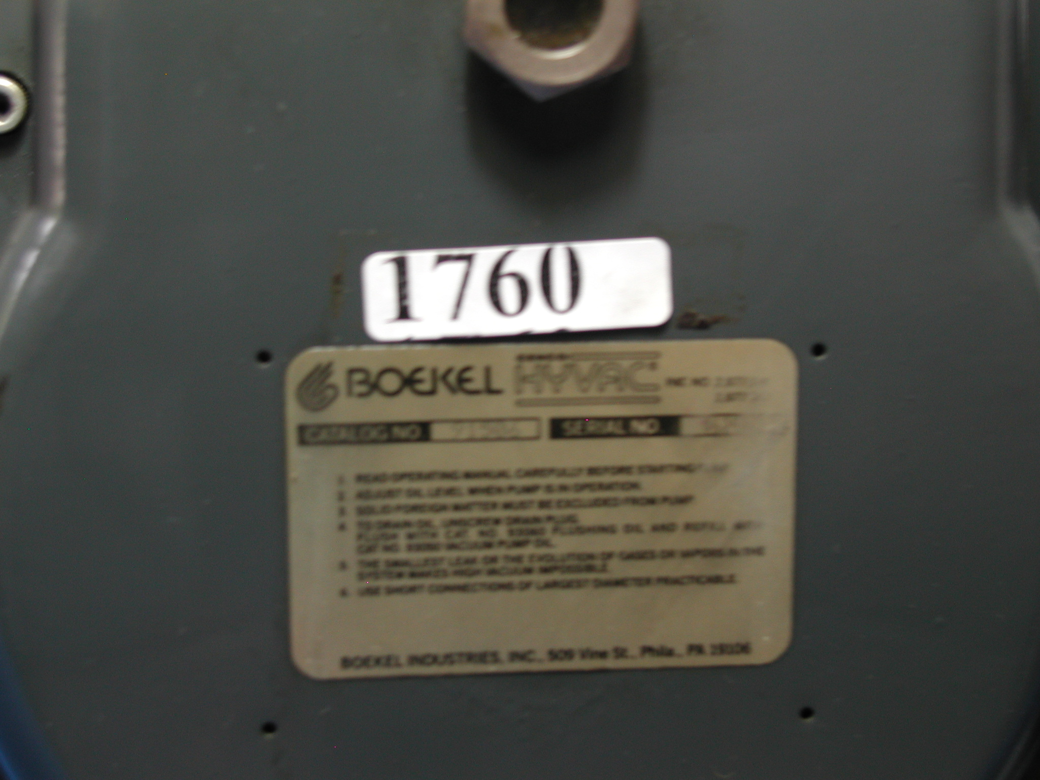 1760: Hyvac 7 Vacuum Pump, Pump, Boekel Scientific