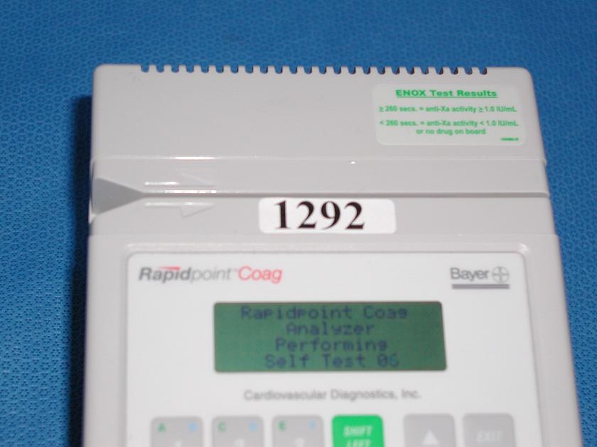 1292: Pharmanetics Rapid Point Coag, Coagulation Analyzer / Timer, Bayer PharmaNetics